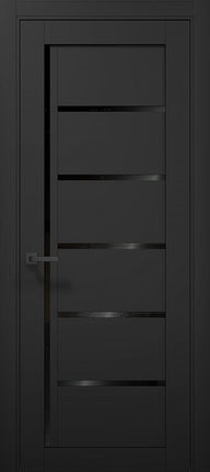 Ușă T08 Gri Mat cu Inserții Sticlă Neagră – Design Orizontal Modern / Tetra- Carlo Porte www.olivy.ro