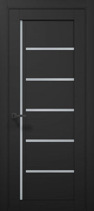 Ușă T08 Gri Mat cu Inserții Sticlă Neagră – Design Orizontal Modern / Tetra- Carlo Porte www.olivy.ro