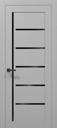 Ușă T08 Gri Mat cu Inserții Sticlă Neagră – Design Orizontal Modern / Tetra- Carlo Porte www.olivy.ro