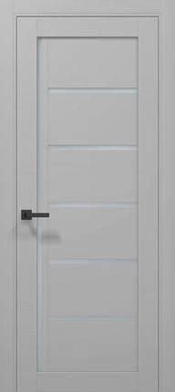 Ușă T08 Gri Mat cu Inserții Sticlă Neagră – Design Orizontal Modern / Tetra- Carlo Porte www.olivy.ro