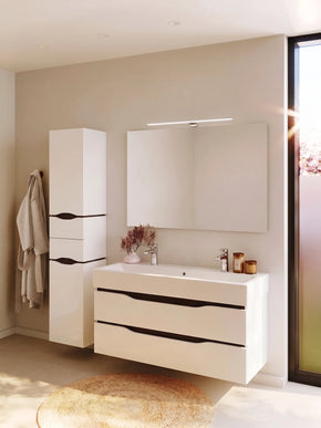 Mobilier de baie suspendat Venice , Alb+Wenge (Pinto 2 baterii)