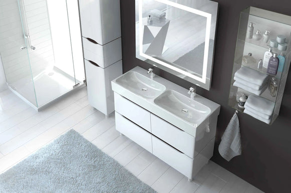 Mobilier de baie pe suspendat cu lavoar dublu Venice, Alb+Wenge Aqua Rodos