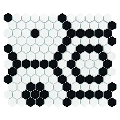 Mozaic Mini Hexagon B&W Bee 30×26 www.CasaDeco.ro