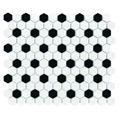 Mozaic Mini Hexagon B&W Mix 30×26 www.CasaDeco.ro