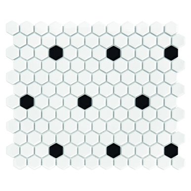 Mozaic Mini Hexagon B&W Spot 30×26 www.CasaDeco.ro