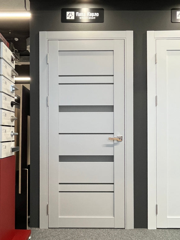 Ușă T05 Gri Mat – Design Tehnic cu Linii Orizontale, Toc Reglabil Inclus (Pe Comandă) - Tetra/Carlo Porte