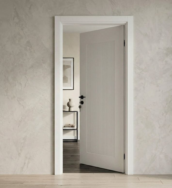 Ușă de interior albă cu panou riflat JY-DP 012