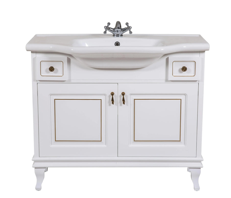 Mobilier de baie pe pardoseală Beatrice alb+auriu Aqua Rodos