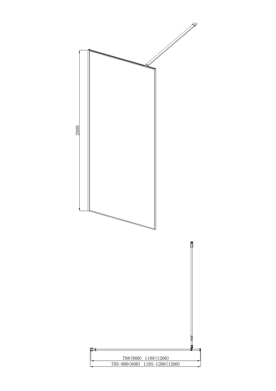 Paravan de duș walk-in fix minimalist reversibil