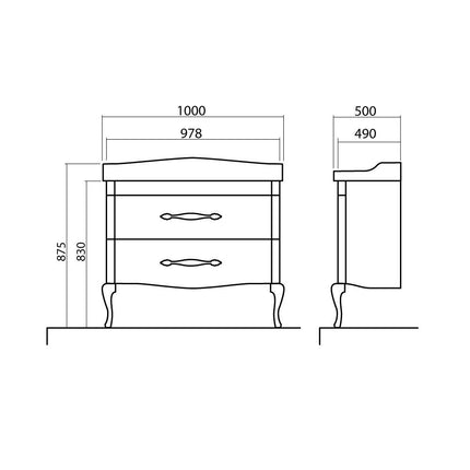 Mobilier de baie pe pardoseală Royal, Alb+auriu