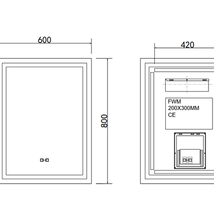 Oglindă baie LED 60x80 cm dreptunghiulară, 3 nuanțe de lumină, anti-aburire și touch control J-1016