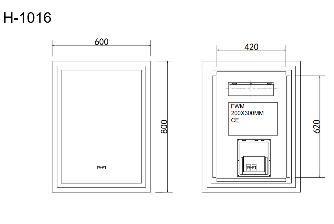 Oglindă baie LED 60x80 cm dreptunghiulară, 3 nuanțe de lumină, anti-aburire și touch control J-1016