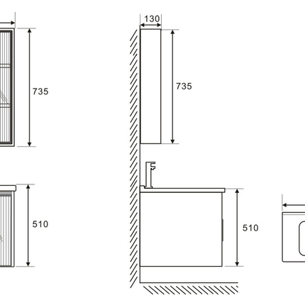 Set complet mobilier baie suspendat Aveline cu lavoar și dulap cu oglindă LED – alb