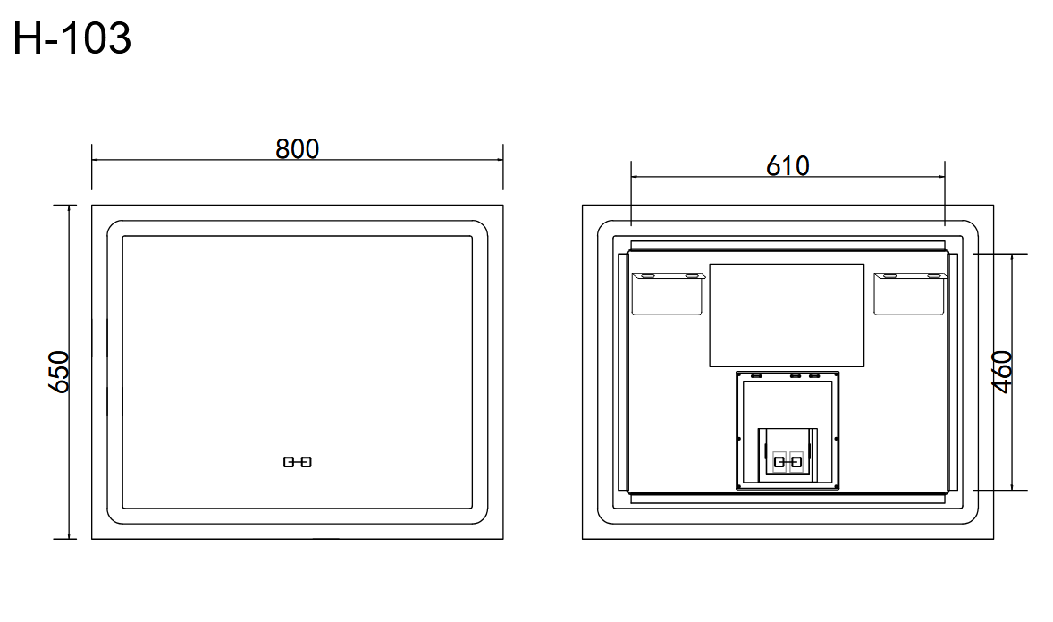 Oglindă baie LED 80x65 cm dreptunghiulară, 3 nuanțe de lumină, anti-aburire și touch control J-103