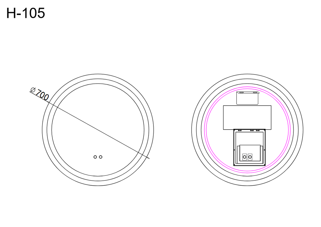 Oglindă baie LED ⌀70 cm rotundă, 3 nuanțe de lumină, anti-aburire și touch control J-105