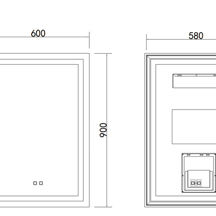 Oglindă baie LED 90x60 cm dreptunghiulară, 3 nuanțe de lumină, anti-aburire și touch control J-109