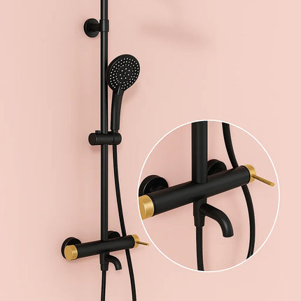 Set duș Royal Black & Gold – design modern cu cioc de cadă și comenzi texturate