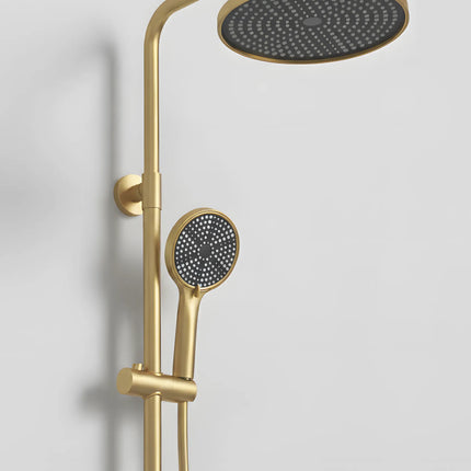 Set duș 2 funcții – finisaj auriu periat, design modern din oțel inoxidabil