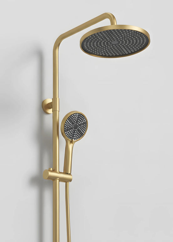Set duș 2 funcții – finisaj auriu periat, design modern din oțel inoxidabil