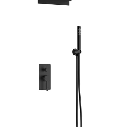 Set duș încastrat 2 funcții – finisaj negru mat, design modern din alamă solidă