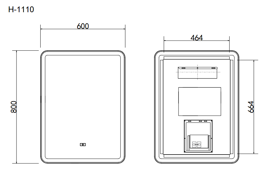 Oglindă baie LED 60x80 cm dreptunghiulară cu ramă din aluminiu negru, dezaburire și touch control J-1110
