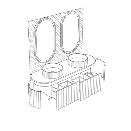 Set Mobilier baie suspendat dublu cu lavoare și oglinzi LED – Design modern, 150 cm