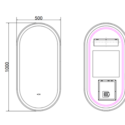 Oglindă baie LED 50x100 cm ovală, 3 nuanțe de lumină și senzor infraroșu J-120