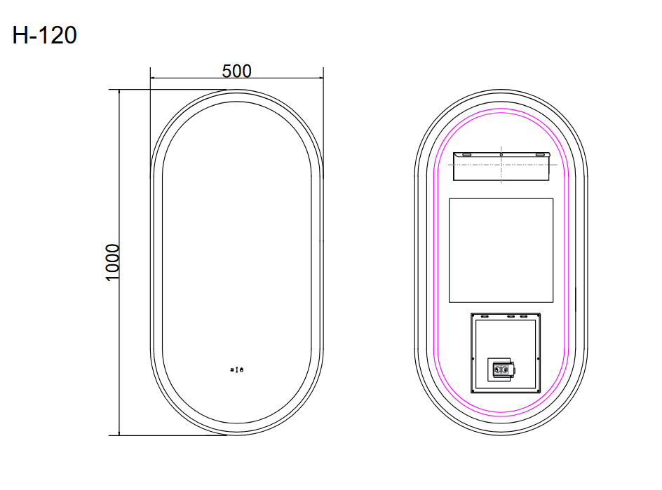 Oglindă baie LED 50x100 cm ovală, 3 nuanțe de lumină și senzor infraroșu J-120