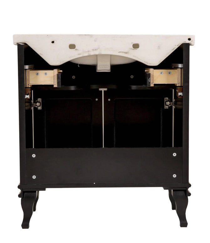 Mobilier de baie pe pardoseală Beatrice negru+auriu Aqua Rodos
