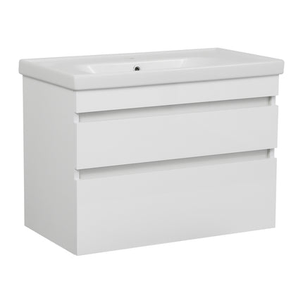 Mobilier de baie suspendat Vintage, Alb lucios