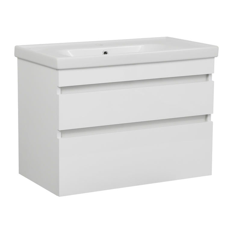 Mobilier de baie suspendat Vintage, Alb lucios