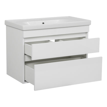 Mobilier de baie suspendat Vintage, Alb lucios
