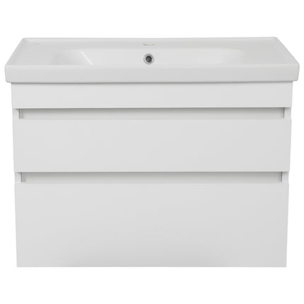 Mobilier de baie suspendat Vintage, Alb lucios