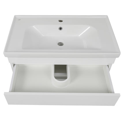 Mobilier de baie suspendat Vintage, Alb lucios