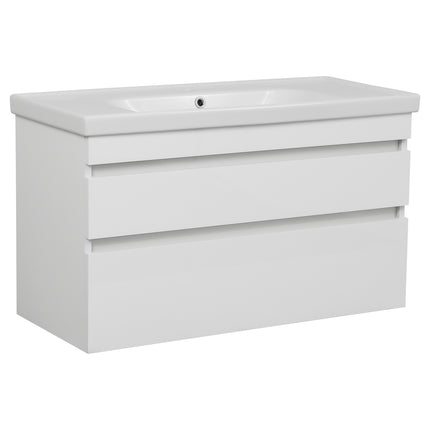 Mobilier de baie suspendat Vintage, Alb lucios
