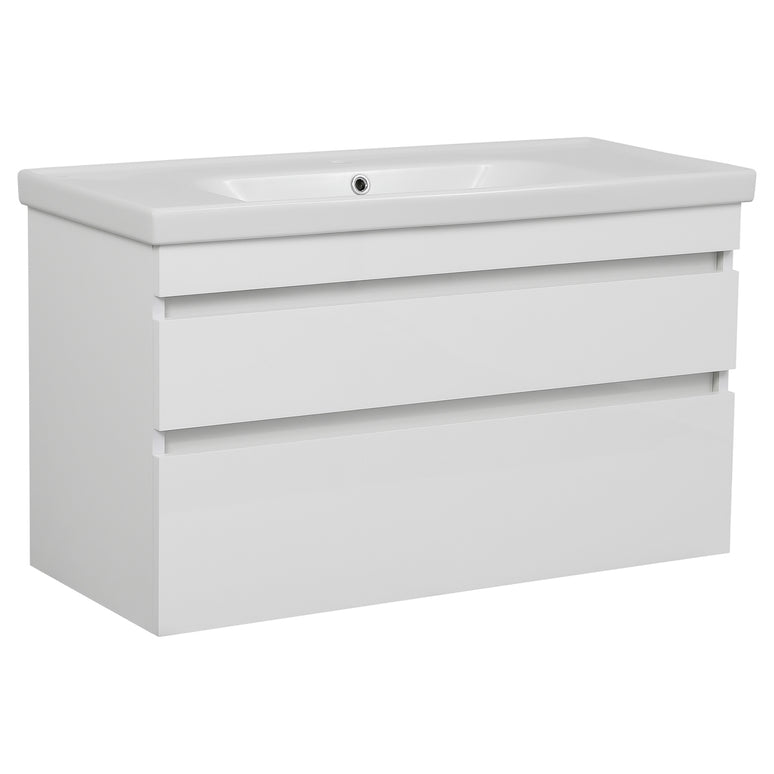 Mobilier de baie suspendat Vintage, Alb lucios