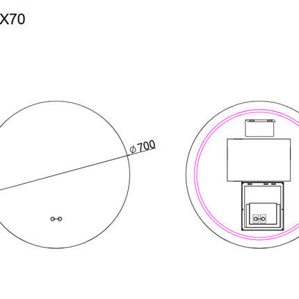 Oglindă baie LED ⌀60 cm / ⌀70 cm / ⌀80 cm / ⌀90 cm rotundă, 3 nuanțe de lumină, dezaburire și touch control J-170