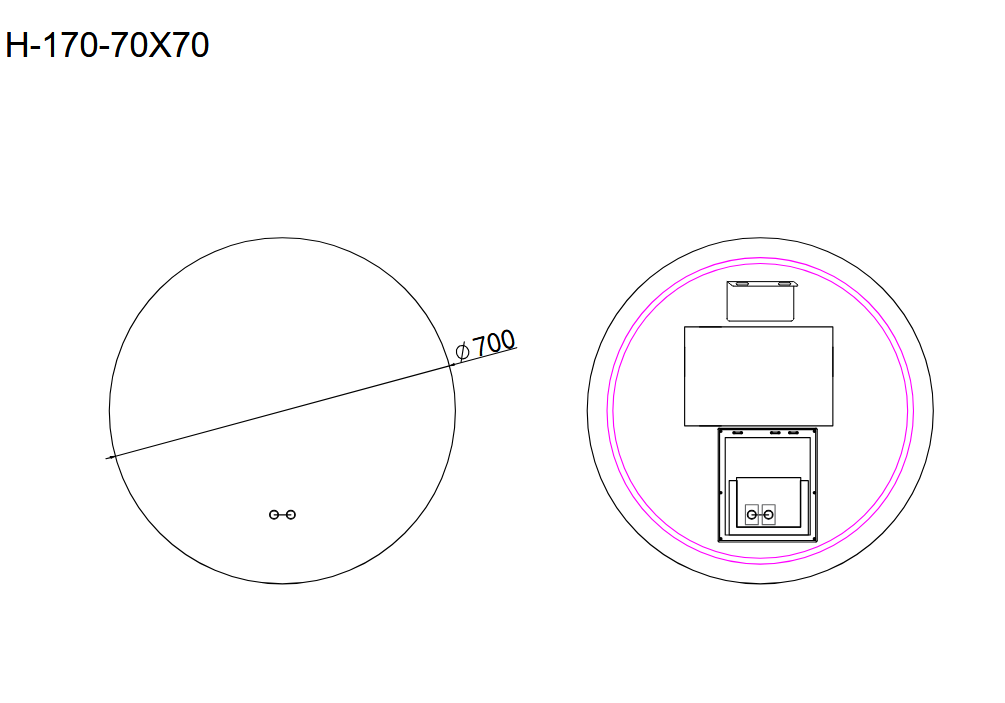 Oglindă baie LED ⌀60 cm / ⌀70 cm / ⌀80 cm / ⌀90 cm rotundă, 3 nuanțe de lumină, dezaburire și touch control J-170