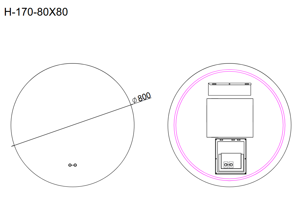 Oglindă baie LED ⌀60 cm / ⌀70 cm / ⌀80 cm / ⌀90 cm rotundă, 3 nuanțe de lumină, dezaburire și touch control J-170