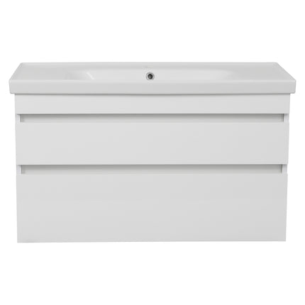 Mobilier de baie suspendat Vintage, Alb lucios