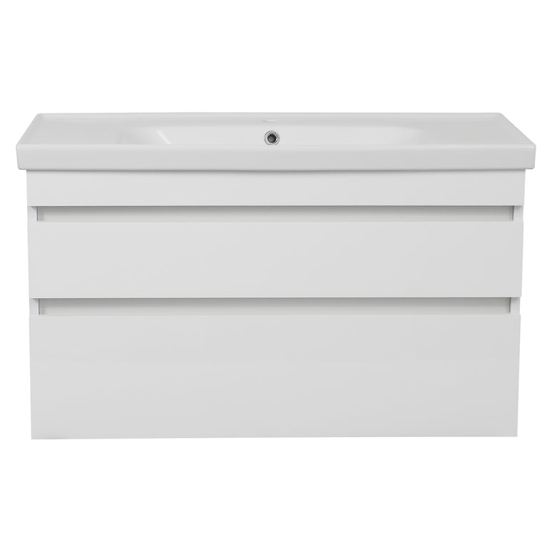 Mobilier de baie suspendat Vintage, Alb lucios