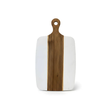 Tocător din lemn de acacia și marmură albă, 35×18 cm, design modern