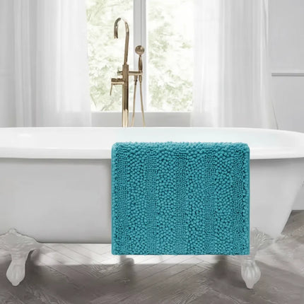 Covoraș baie din Chenille moale, strat antiderapant, 45×70 cm, Albastru