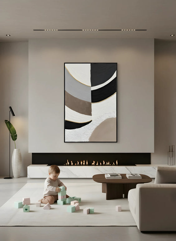 Tablou abstract cu accente aurii – 80×120 cm | Olivy