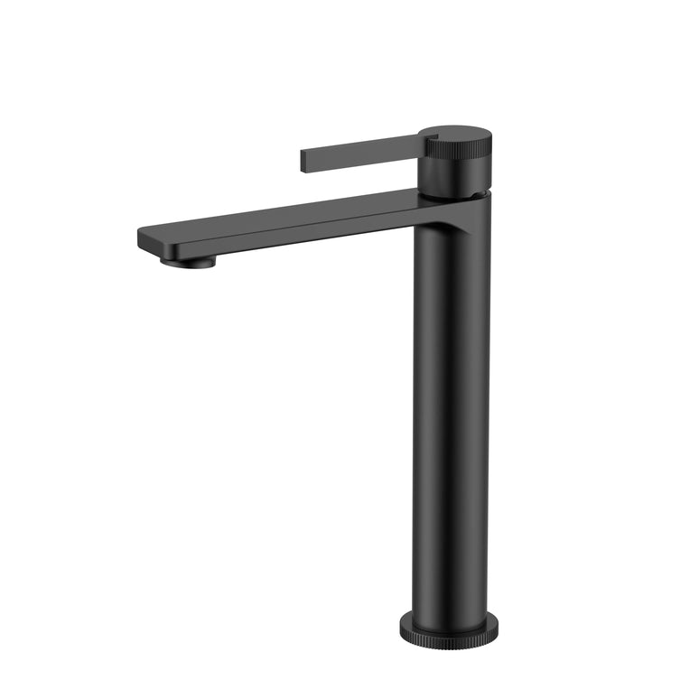 Baterie lavoar cu mâner rotund texturat vertical – finisaj negru mat