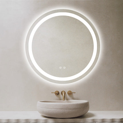 Oglindă baie LED H105 rotundă cu 3 lumini, anti-aburire și touch control