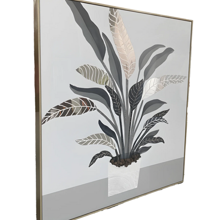 Tablou cu plantă decorativă în relief – 102×102 cm | Olivy