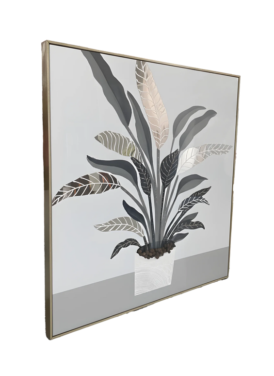 Tablou cu plantă decorativă în relief – 102×102 cm | Olivy