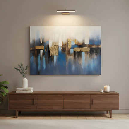 Tablou abstract albastru cu accente aurii – 80×120 cm | Olivy