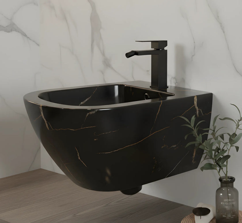 Baterie bideu pătrată H-cubic – inox premium, cartuș ceramic